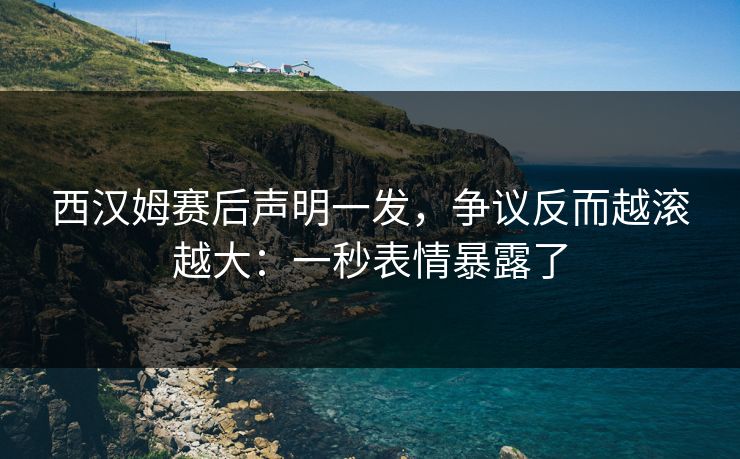西汉姆赛后声明一发，争议反而越滚越大：一秒表情暴露了